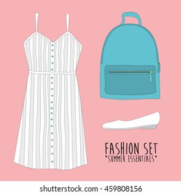 Set of trendy women's clothes. Vector illustration. eps10