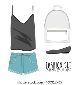 Set of trendy women's clothes. Vector illustration. eps10