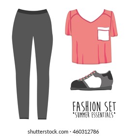 Set of trendy women's clothes. Vector illustration. eps10