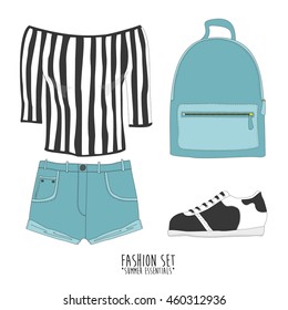 Set of trendy women's clothes. Vector illustration. eps10