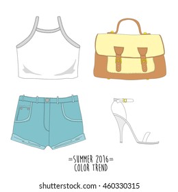 Set of trendy women's clothes. Vector illustration. eps10

