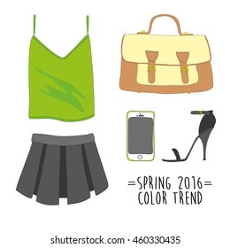 Set of trendy women's clothes. Vector illustration. eps10

