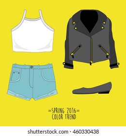 Set of trendy women's clothes. Vector illustration. eps10

