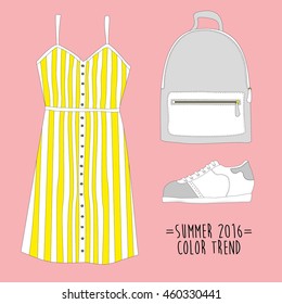 Set of trendy women's clothes. Vector illustration. eps10

