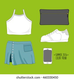 Set of trendy women's clothes. Vector illustration. eps10

