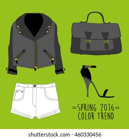 Set of trendy women's clothes. Vector illustration. eps10

