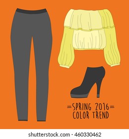 Set of trendy women's clothes. Vector illustration. eps10


