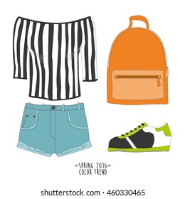 Set of trendy women's clothes. Vector illustration. eps10

