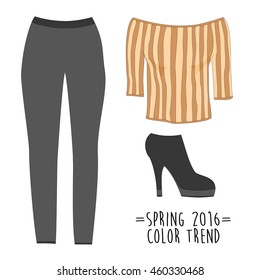 Set of trendy women's clothes. Vector illustration. eps10

