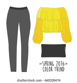 Set of trendy women's clothes. Vector illustration. eps10

