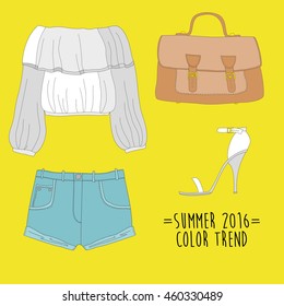 Set of trendy women's clothes. Vector illustration. eps10

