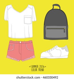 Set of trendy women's clothes. Vector illustration. eps10


