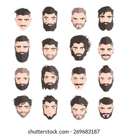 Set of trendy young male individuals.