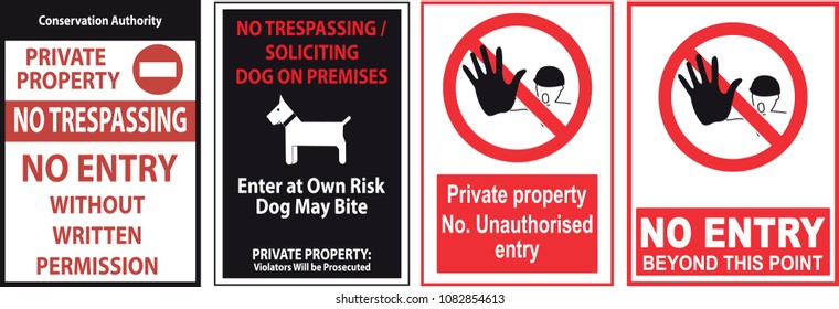Set of Trespassing sign. easy to modify