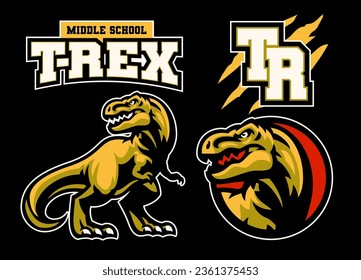 Set of T-rex Dinosaur Mascot College