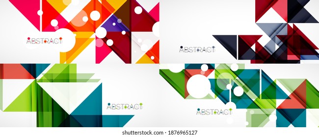 Conjunto de fondos abstractos triangulares. Ilustración vectorial para cubiertas, pancartas, volantes y carteles y otros diseños