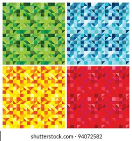 set of triangle abstract seamless patterns - vector illustration