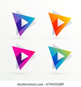 set of triangle banners in four colors