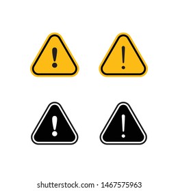 Set of triangle caution vector icons. Warning alert sign.