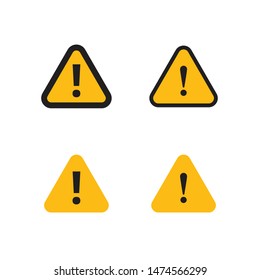 Set of triangle caution vector icons. Warning alert sign.