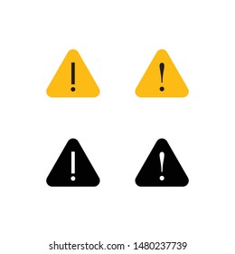 Set of triangle caution vector icons. Warning alert sign.