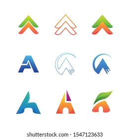 Set Triangle Colorful with Letter A Concept Designs illustration Vector Template. Suitable for Creative Industry, Multimedia, entertainment, Educations, Shop, and any related business.