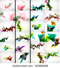 Set of triangle design geometric abstract backgrounds, origami style