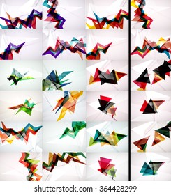 Set of triangle design geometric abstract backgrounds, origami style