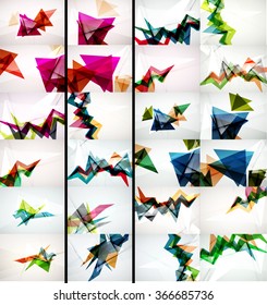Set of triangle design geometric abstract backgrounds, origami style