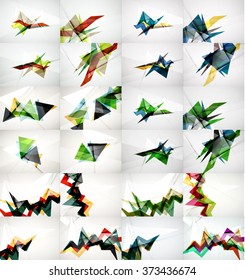 Set of triangle design geometric abstract backgrounds, origami style