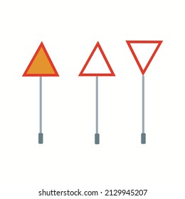 Set of triangle frame traffic poles.Vector. Illustration.