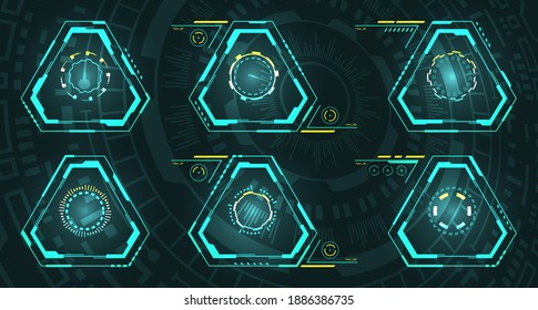 Set Triangle Futuristic Shapes. HUD, Sci-Fi Technology Design