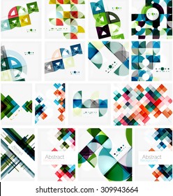 Conjunto de fondos abstractos geométricos triangulares. Plantillas comerciales o tecnológicas universales, banners, diseños de identidad