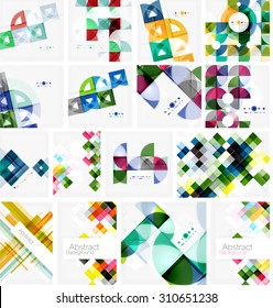 Set of triangle geometric abstract backgrounds. Universal business or technology templates, banners, identity layouts