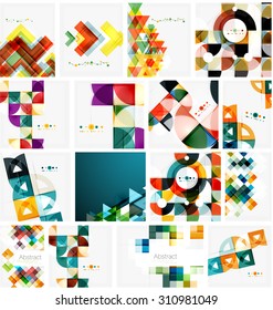 Set of triangle geometric abstract backgrounds. Universal business or technology templates, banners, identity layouts