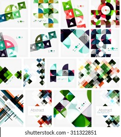 Conjunto de fondos abstractos geométricos triangulares. Plantillas comerciales o tecnológicas universales, banners, diseños de identidad