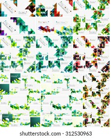 Set of triangle geometric abstract backgrounds. Universal business or technology templates, banners, identity layouts