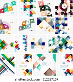 Set of triangle geometric abstract backgrounds. Universal business or technology templates, banners, identity layouts