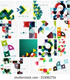 Set of triangle geometric abstract backgrounds. Universal business or technology templates, banners, identity layouts