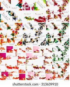 Set of triangle geometric abstract backgrounds. Universal business or technology templates, banners, identity layouts