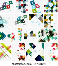 Conjunto de fondos abstractos geométricos triangulares. Plantillas comerciales o tecnológicas universales, banners, diseños de identidad