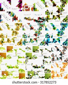 Conjunto de fondos abstractos geométricos triangulares. Plantillas comerciales o tecnológicas universales, banners, diseños de identidad