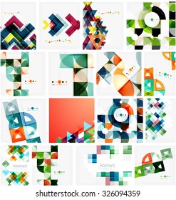 Set of triangle geometric abstract backgrounds. Universal business or technology templates, banners, identity layouts