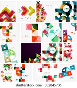 Set of triangle geometric abstract backgrounds. Universal business or technology templates, banners, identity layouts