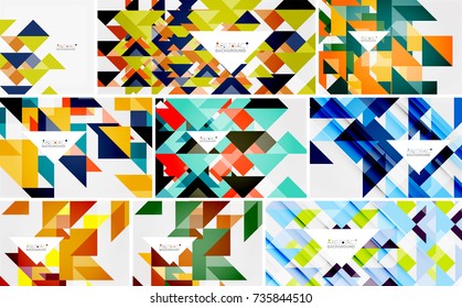 Set of triangle geometric abstract backgrounds, universal business templates