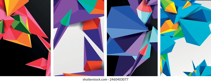 Conjunto de carteles de Formas geométricas triangulares de bajo poli 3d