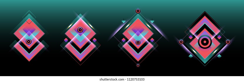 Set of triangle gradient geometric background. Light and glowing geometric shape for poster, cover, and brochure design template in eps10.