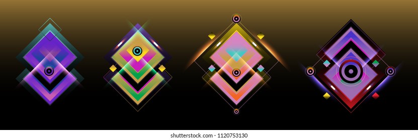 Set of triangle gradient geometric background. Light and glowing geometric shape for poster, cover, and brochure design template in eps10.
