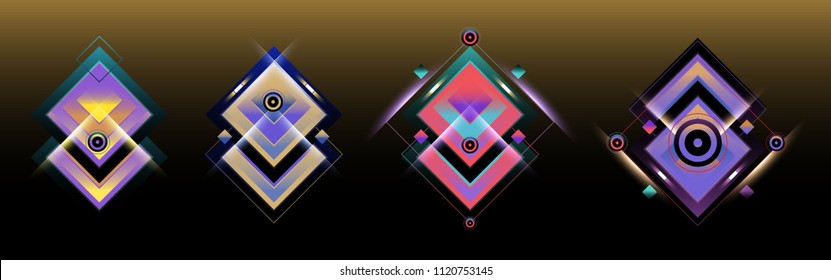 Set of triangle gradient geometric background. Light and glowing geometric shape for poster, cover, and brochure design template in eps10.