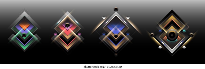 Set of triangle gradient geometric background. Light and glowing geometric shape for poster, cover, and brochure design template in eps10.